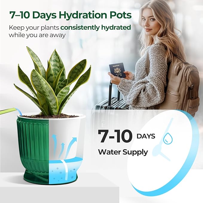 T4U 4.8 Inch Self Watering Plant Pot, 4 Pack Self Watering Pots, Self Watering Planter with Reservoir, Small Self Watering Pots for Indoor Plants, African Violets (4 Pack, 4.8", Translucent Green)