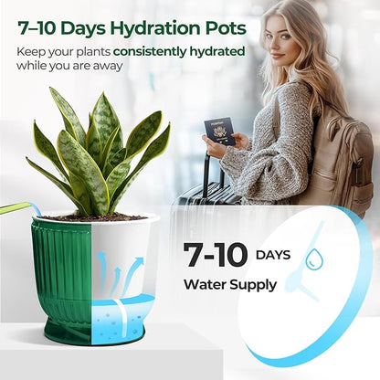 T4U 4 Inch Self Watering Plant Pot, 4 Pack Self Watering Pots, Small Self Watering Planter with Reservoir for Indoor Plants, African Violets (4 Pack 4" Pots, Translucent Green)