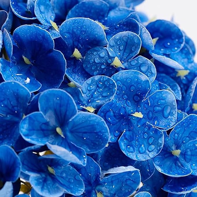 3 Pcs Blue Hydrangea Artificial Flowers, 19 inch Faux Hydrangeas Real Touch Flowers , Long Stem Artificial Flowers for Tall Vase Home Wedding Bouquets Centerpieces Party Living Room Decoration