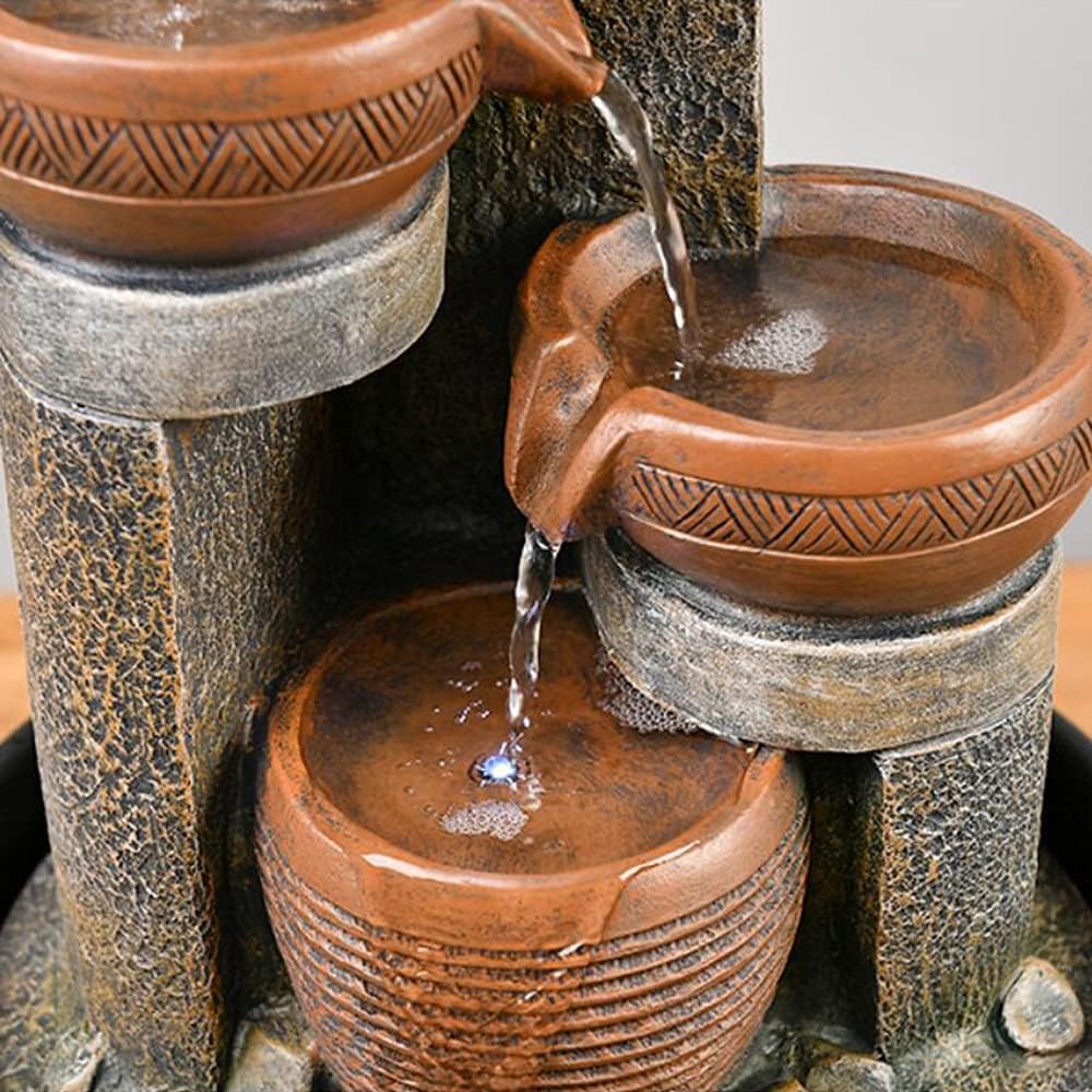 15.7" H 4-Tier Indoor Tabletop Waterfall Fountain with LED Lights Desktop Fountains Calming Sound for Home Office Decor (15.7ihch)