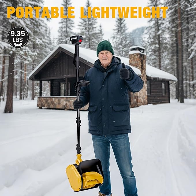 Cordless Snow Shovel, 21V 15-Inch Electric Snow Blower Shovel 4.0Ah Battery & Charger Included, 25FT Throw Distance, Lightweight Snow Thrower for Driveway, Steps, Patio, Sidewalk