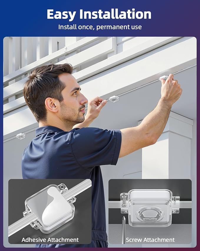 REYLAX 100FT Permanent Outdoor Lights with 60 LED Lights, RGB+IC Eaves Lights, IP67 Waterproof, Multi Scenes for Outdoor Christmas Holidays Decor, Works with APP & Remote Control, White