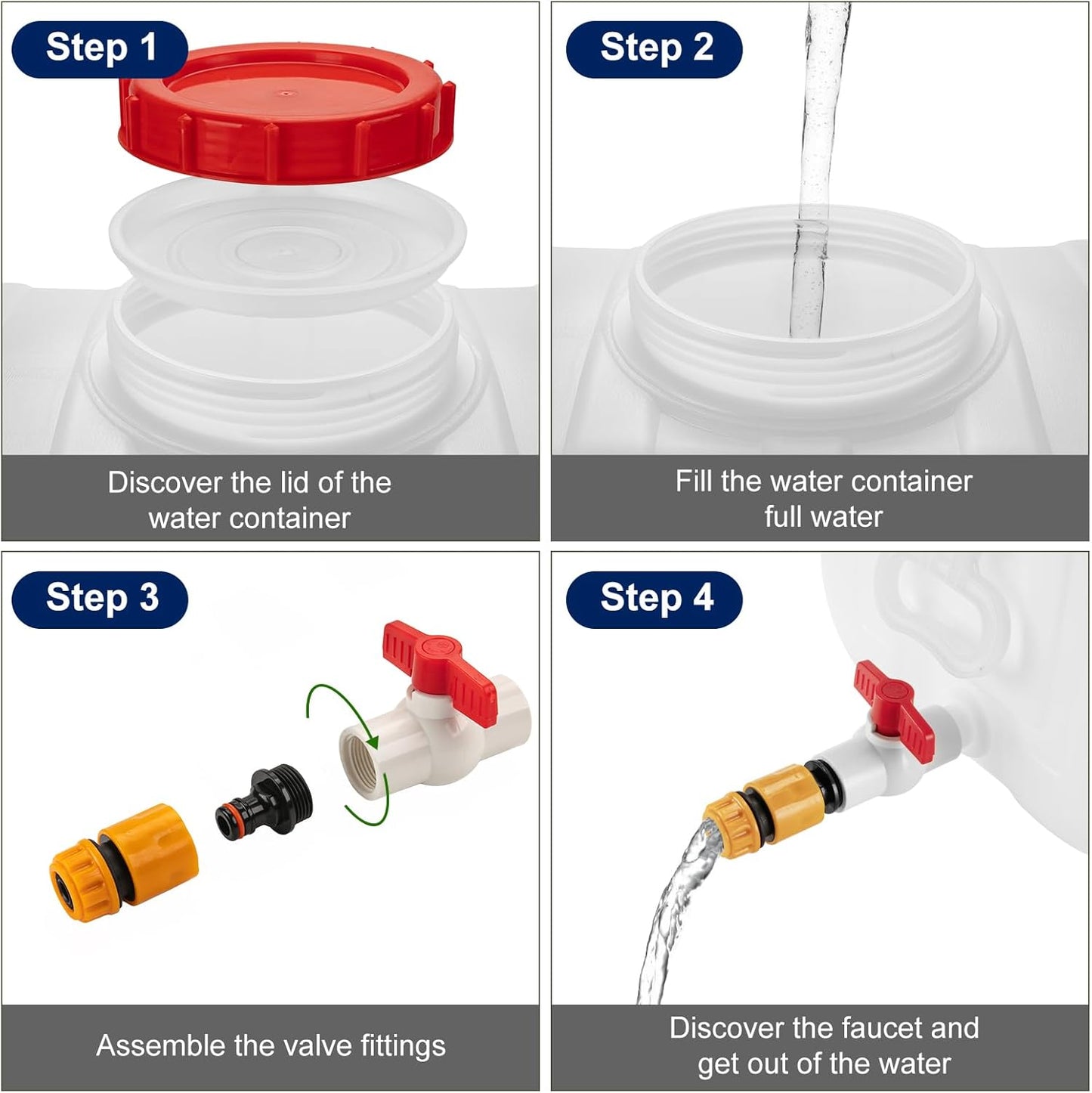 13.2 Gallon Water Tank with Faucet, Water Storage Container for Camping, Portable First Aid Water Storage for Outdoor Hiking, RV, Autonomous Driving Tour, 23.6 x 13 x 13.7in