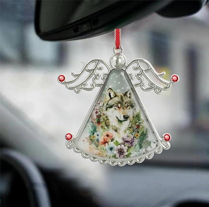 XUTAI Angel Christmas Tree Ornament Glass Christmas Hanging Angel Glass Pendant for Holiday Decoration - Wolf