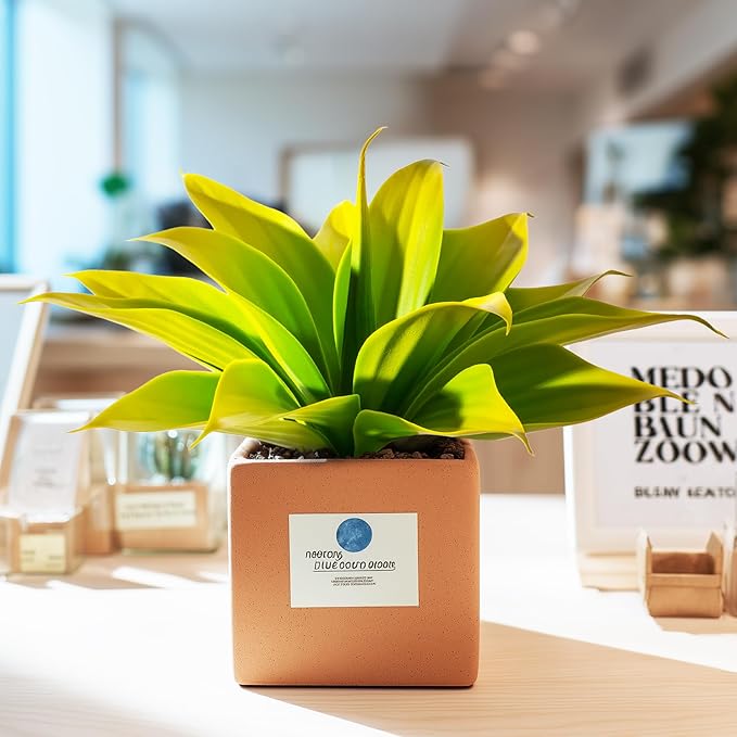 Artificial Agave Faux Agave 14.2In Fake Greenery Outdoor Artificial Plant Fake Plant for Indoor Home Decor Plastic Plant Outdoor Decoration Front Porch Decor Simulation Plants 2Pack,Yellow