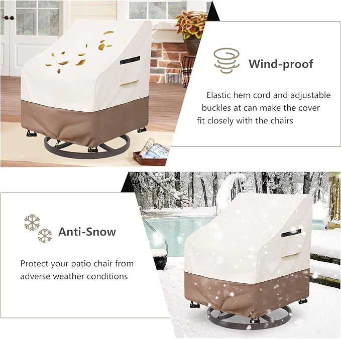 Patio Chair Covers Waterproof Patio Furniture Covers, 30W x 34D x 36H Inches Swivel Outdoor Chair Cover 4 Pack (Beige)