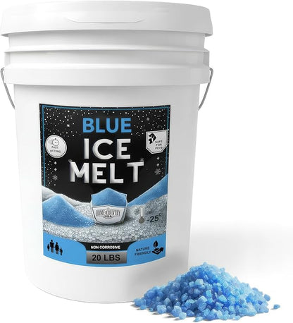 Blue Ice Melt -25°F Effective, Pet Safe Eco-Friendly De-Icer, Fast-Acting Granules for Driveways, Walkways & Entryways, 20 lb Pail