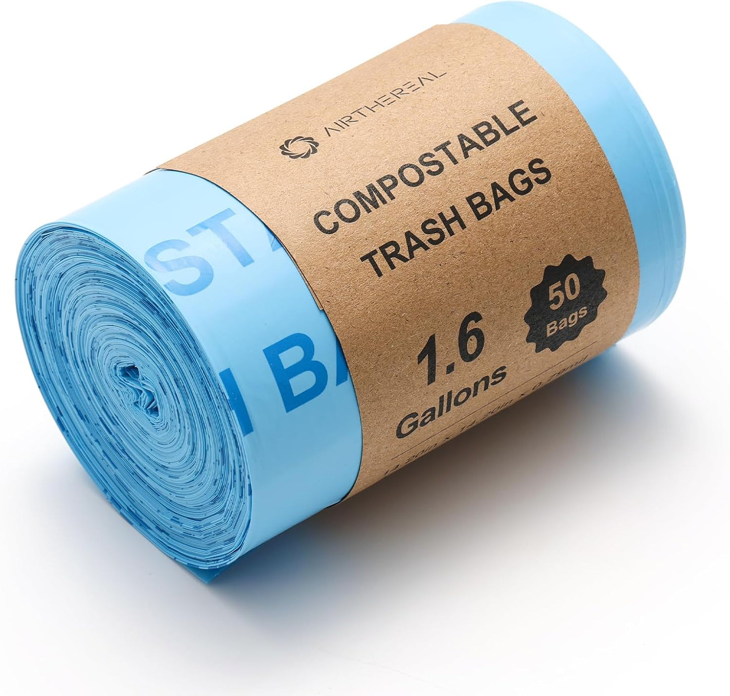 Airthereal Compostable Trash Bags, Kitchen Food Scrap Waste Compostable Trash Bags for R500 Revive Electric Kitchen Composter, OK Compost Home and TUV Certified (1.6 Gallon, 150 Count, Blue)