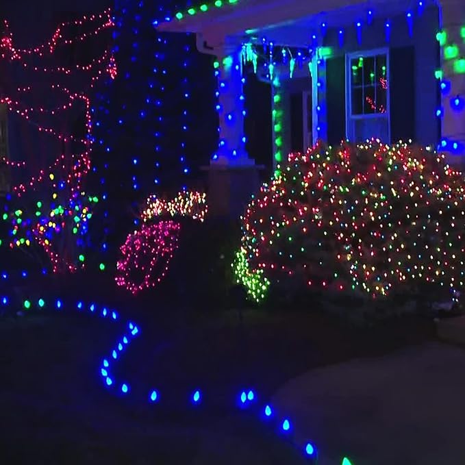 Dazzle Bright C9 Waterproof Blue Christmas Lights, 50 LED, 33ft Long, Indoor Outdoor Use