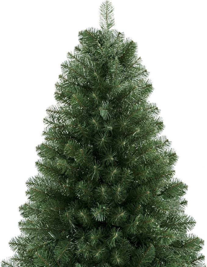 Natalie 6ft Pre-Lit Spruce Artificial Christmas Tree –Hinged PVC Branches, 798 Tips, 250 Warm White Lights, Sturdy for Ornaments, Holiday Décor w/Stable Base