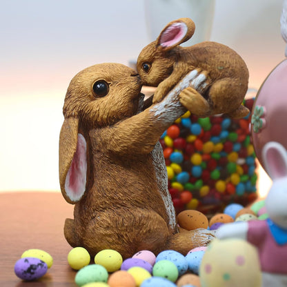 Bunny Decor for Garden, Family Rabbit Figurine Statue for Table Decorations, Adorable Outdoor & Indoor Rabbits Decoration, Gifts for Mom and Women