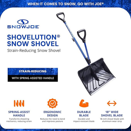 Snow Joe Snow Shovel with 18-Inch Blade and Assist Handle, 3.5 Lbs - Heavy-Duty Lightweight Shoveling Tool for Ice Removal, Shovelution SJ-SHLV01