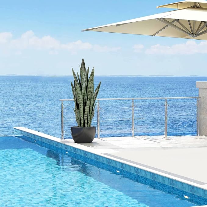 2 Pack 3FT Sansevieria Artificial Silk Tree, Fake Snake Plant, Faux Agave Potted Plants for Indoor and Outdoor Home Office Décor