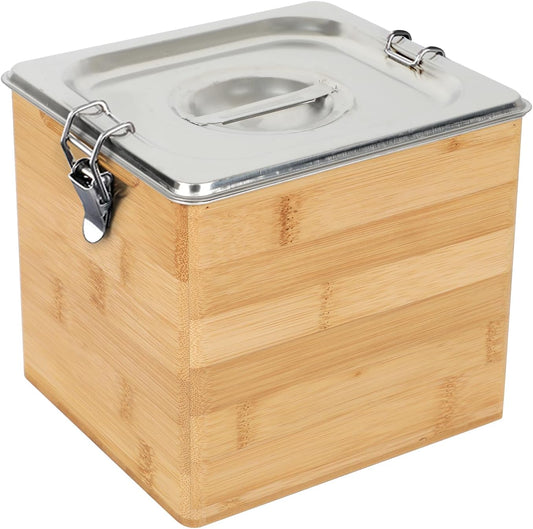 AQQHSAIN Compost Bin with Lid 0.8 Gal Countertop Compost Kitchen Scrap Indoor Large Compost Bucket Kitchen Odorless Smell Proof Composter with Stainless Steel Insert (Brown, 3L)