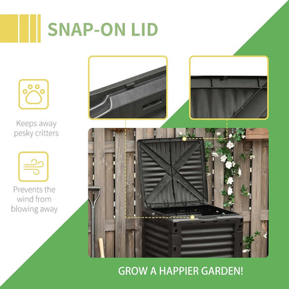 Compost Bin Outdoor 80 Gallon Garden Composter, with 48 Vents and Sliding Doors, Lightweight Outdoor Compost Box for Garden, Kitchen, and Yard Waste, Black+Yellow