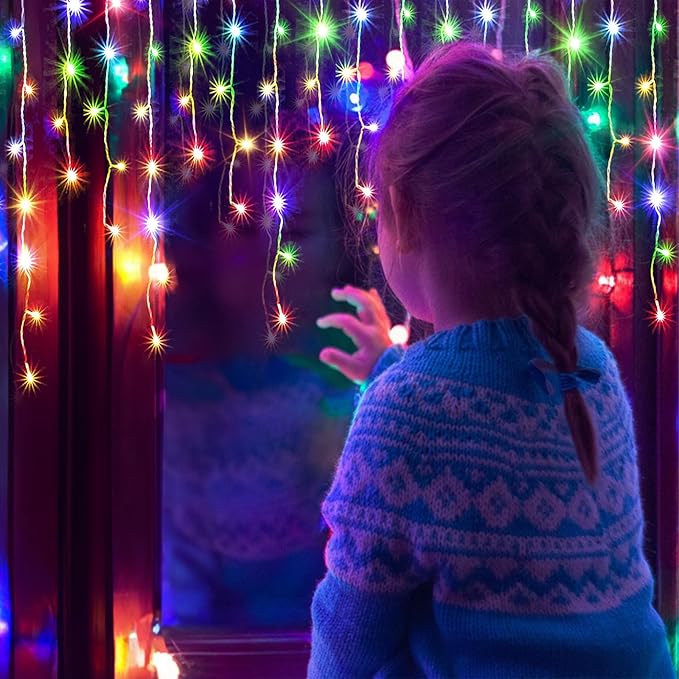 JXLEDAYY Christmas Lights Super Long 1280 LED 131 FT LED String Lights with 240 Drops Plug in 8 Modes Christmas Decoration for Holiday Wedding Party Bedroom Garden Patio Outdoor Indoor (Multicolor)