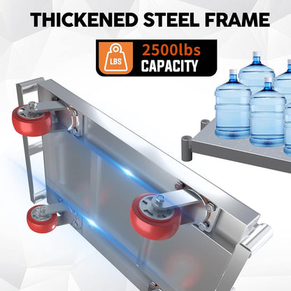 Steel Panel Truck Cart, Platform Truck, Heavy Duty Lumber Drywall Dolly, Flatbed with 2500 lbs Capacity and 4 Swivel Casters, 36x24inch Steel Board with 3 Side Handrails