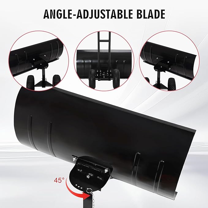 Snow Shovel for Driveway, Metal Snow Pusher with Wheels, Snow Plow with Large 29” x 16.5” Adjustable Angle Blade