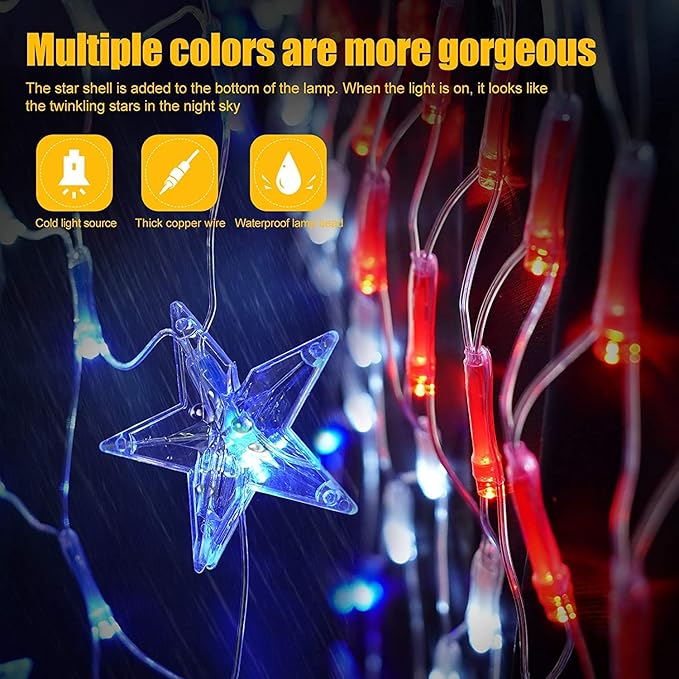 HYH American Flag LED Lights - 47in Patriotic Lights for 4th of July Decorating Indoor and Outdoor Waterproof Half Fan Flag Light for Patriotic LED Lighting Banner House, Garden,Decoration