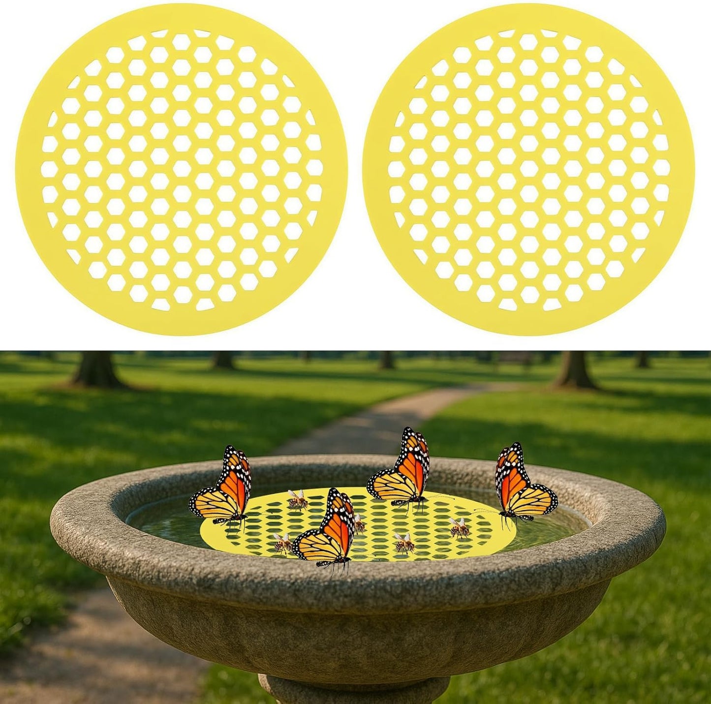 2 Pack Floating Bee Island,Round Floating Bee Watering Station- Butterfly Bee Waterer for Feeding, Bee Bath,Butterfly Feeders for Outdoors