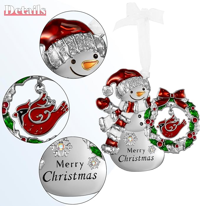 LIFE&FOOT Christmas Tree Ornaments 2025 Hanging Charm Decorative Pendant of Car Charm Holiday Keepsake Gift Home Decor (Snowman (Silver))