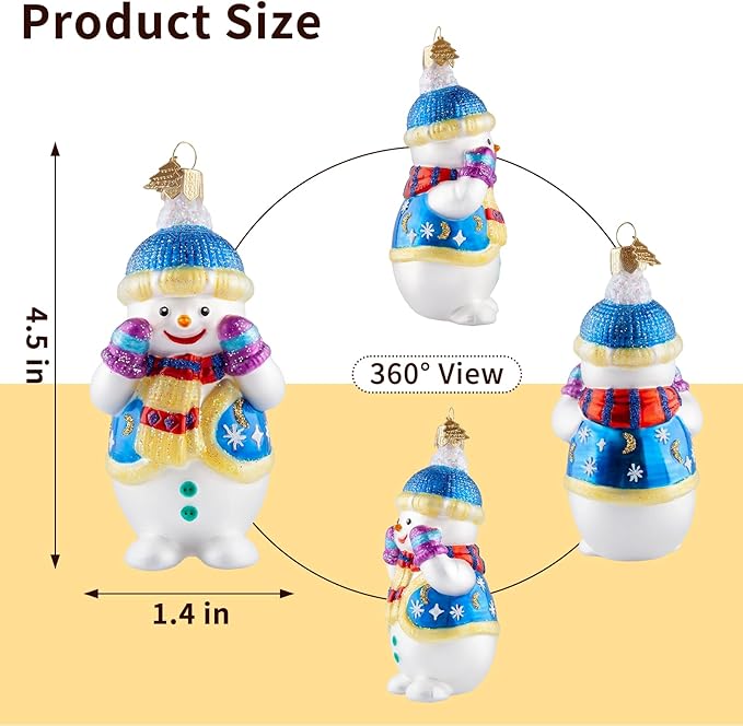 Snowman Christmas Ornaments,Glass Blown Ornaments for Christmas Tree,Snowman Collection Figurine Hanging Ornaments,Christmas Decorations for Xmas Tree Holiday Party Daily Gifts(Naughty Snowman)