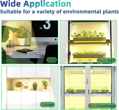 Grow Light Two Heads, Strip Growing lamp, Full Spectrum Grow Light Strips for Indoor Plants with Auto ON/Off Timer & 4 Dimmable Levels, Led Grow Lamp for Green House Hydroponics Succulent