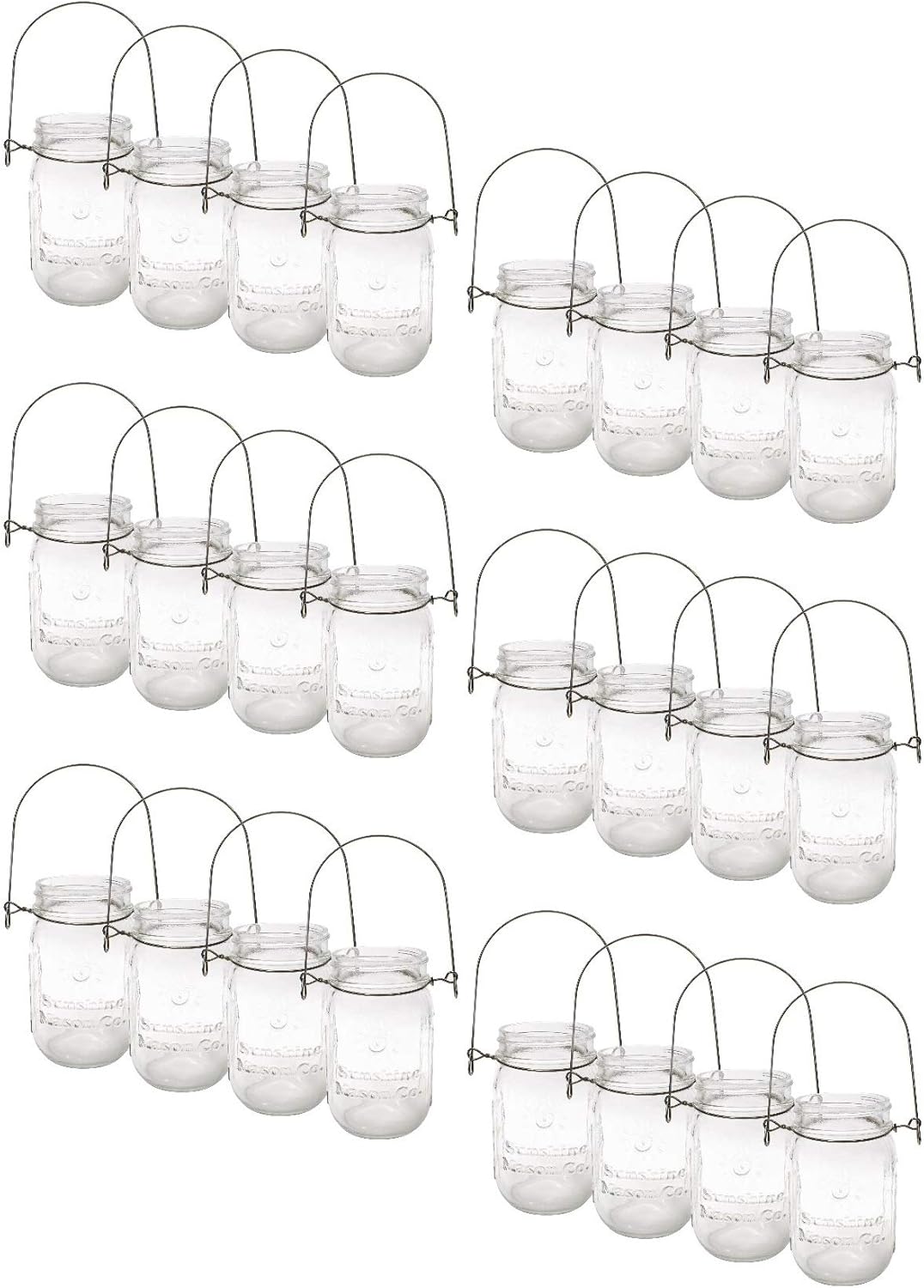 Pint Sized Glass Mason Jars with Hanger Handles (24)