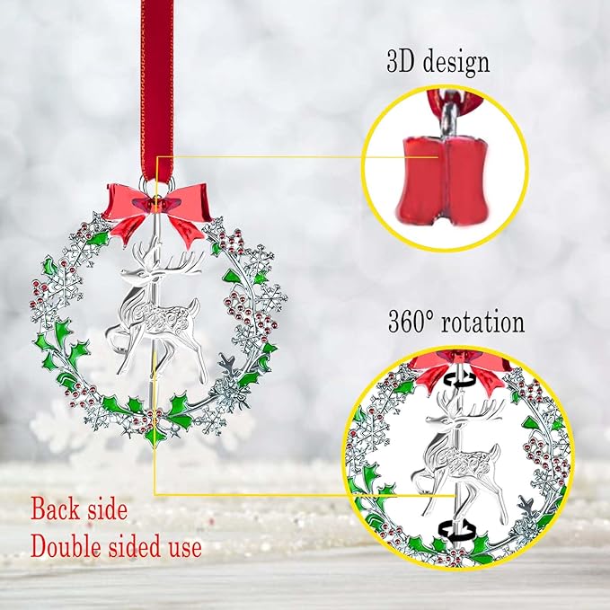 Christmas Ornaments 2025,Xmas Keepsake Pendant, Christmas Tree Ornament Handcrafted Metal DIY Hanging Craft Collectibles for Xmas Trees Home Party Party Gifts (Deer)