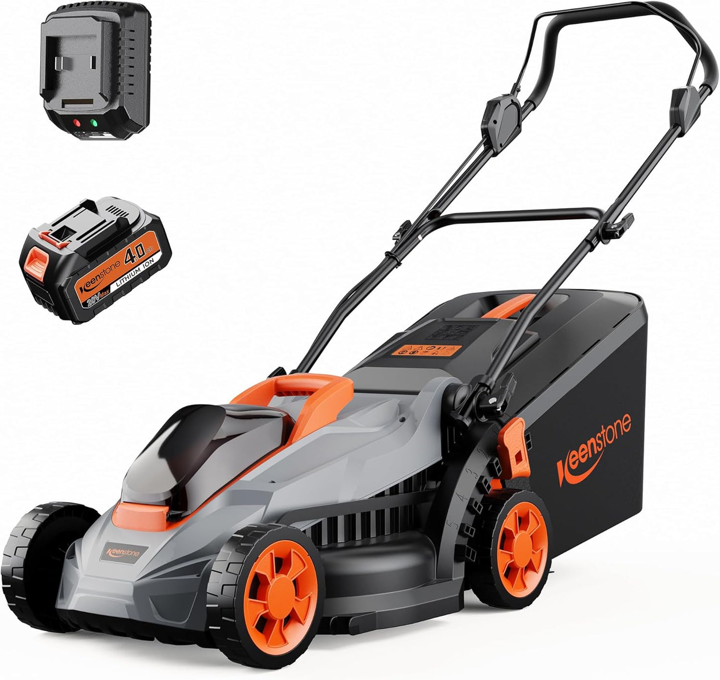 Electric Lawn Mower, 20V 13" Cordless Lawn Mower for Small Yard, Push Mower with 5 Height Adjustments, 2-in-1 Mulching/Bagging for Graden, 4.0Ah Battery and Charger Included(25min Runtime)