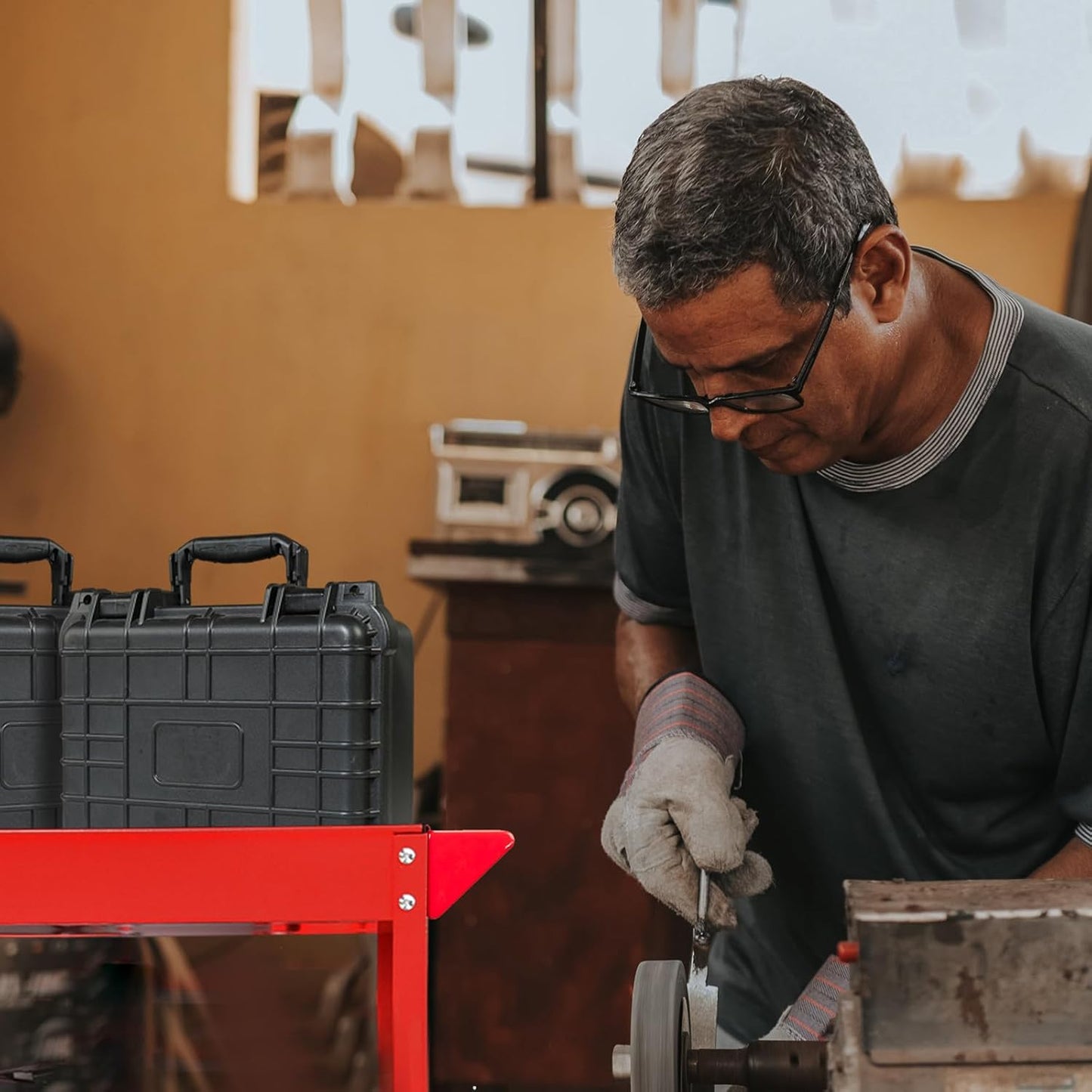 Torin Service Utility Cart Heavy Duty 2 Shelf Tier 300 LBs Rolling Trolley Storage Organizer for Garage Warehouse Workshop, APTC304B , Red