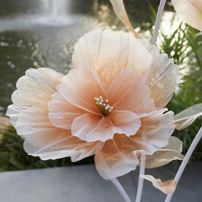 Giant Flowers for Decoration,Large Fake Flower with Standing Stems and Base,Big Artificial Flowers for Home Decor,Wedding Background Decor,Shop Window Display,Banquet,Garden Party (Champagne)