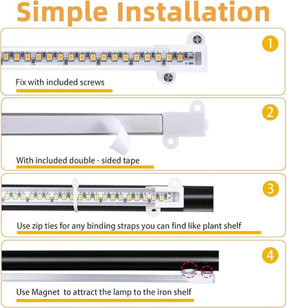 LED Plant Grow lamp, 3500K Full Spectrum Growing Light Strips for Indoor Small Plants with 3/9/12H Timer & 10 Dimmable Levels, LED Growth Light for Green House Hydroponics Succulent 2 Pack