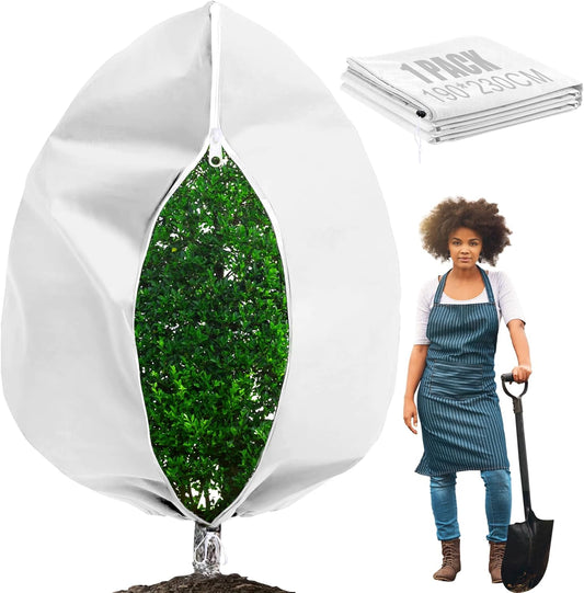 Winter Plant Covers Freeze Protection, 74.8"X 90.5" Fig Tree Covers for Winter Cold Weather Frost Cloths for Outdoor Plants Fruit Tree with Zipper Drawstring, Shrubs Trees Jacket Covers