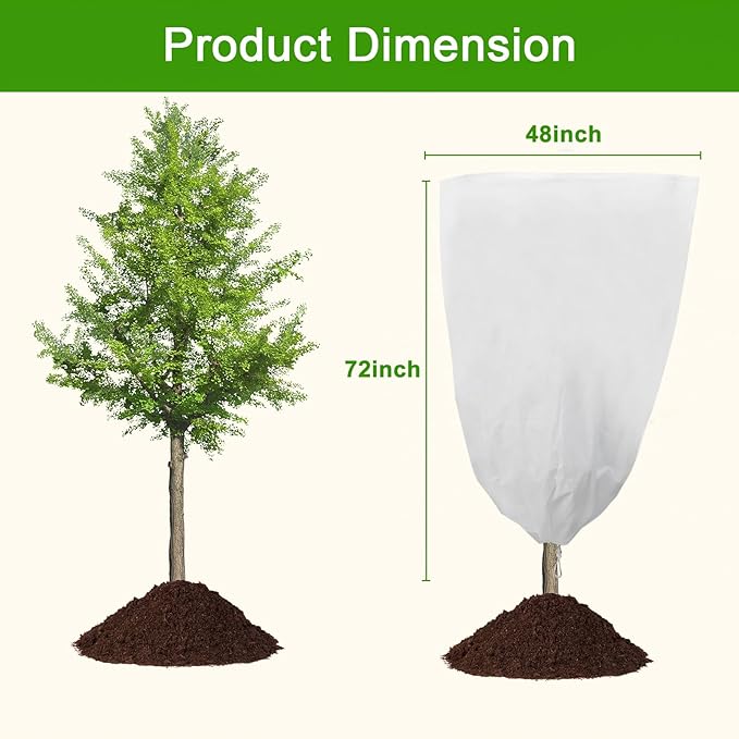 YDSL 3 Pack Plant Covers Freeze Protection, 48"×72" 1.77oz/yd² Plant Frost Covers for Outdoor Plants Shrub Potted Plants Use, Winter Cloth Plant Tree Cover with Drawstring for Cold Weather