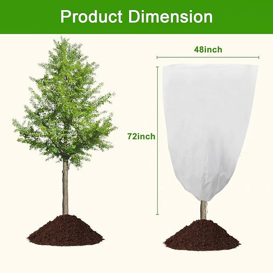 YDSL 3 Pack Plant Covers Freeze Protection, 48"×72" 1.77oz/yd² Plant Frost Covers for Outdoor Plants Shrub Potted Plants Use, Winter Cloth Plant Tree Cover with Drawstring for Cold Weather