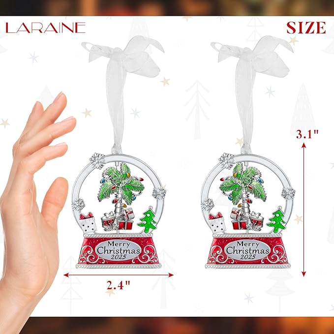 Laraine Christmas Tree Ornaments – 2025 Decorative Rotation Hanging Pendant of Car Charm Holiday Keepsake Gift Home Decor (Palm (2025))