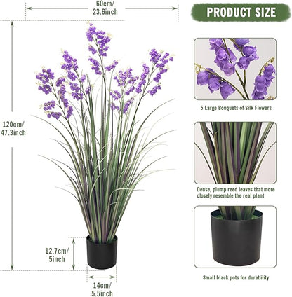Green Onions Home Decor Fake Plants Lily of The Valley Snake Plant Home DéCor Accents Artificial Grass Room Decor Artificial Plants Indoor Artificial Grass 47“ 1 Pack（Purple）