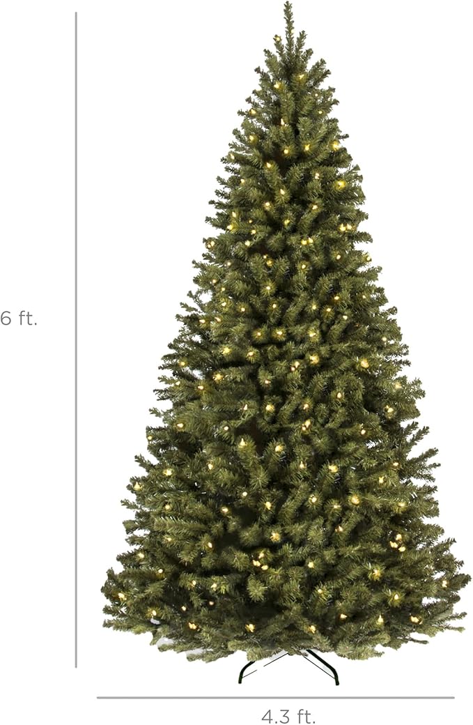 Best Choice Products Artificial Christmas Tree, 6ft Premium Pre-Lit Realistic Spruce Holiday Décor w/Dense Branches, Metal Base - Green Spruce