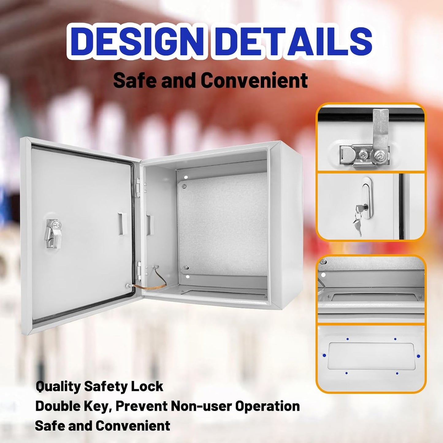 Outdoor Electrical Box 24 x 24 x 12''D NEMA 4X Enclosure Steel Box, Waterproof & Dustproof Outdoor/Indoor Lockable Electrical Junction Box, with Mounting Plate