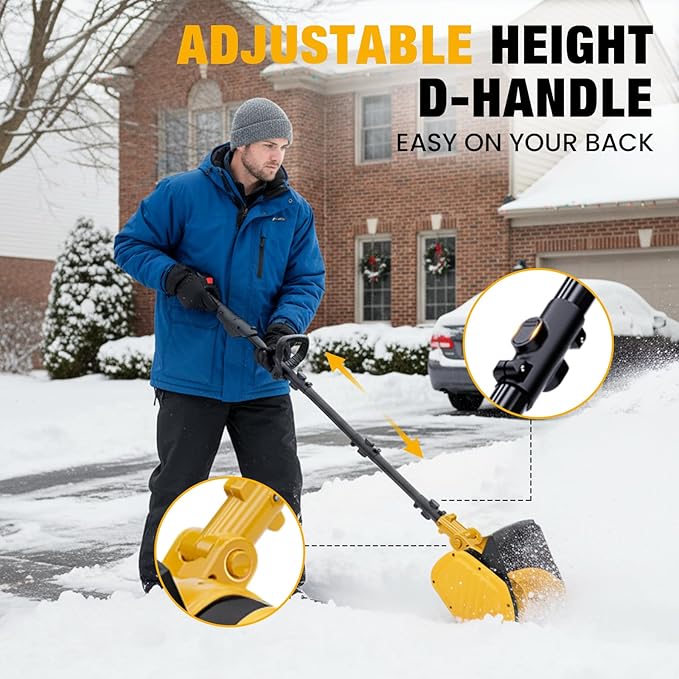 Cordless Snow Shovel, 21V 15-Inch Electric Snow Blower Shovel 4.0Ah Battery & Charger Included, 25FT Throw Distance, Lightweight Snow Thrower for Driveway, Steps, Patio, Sidewalk