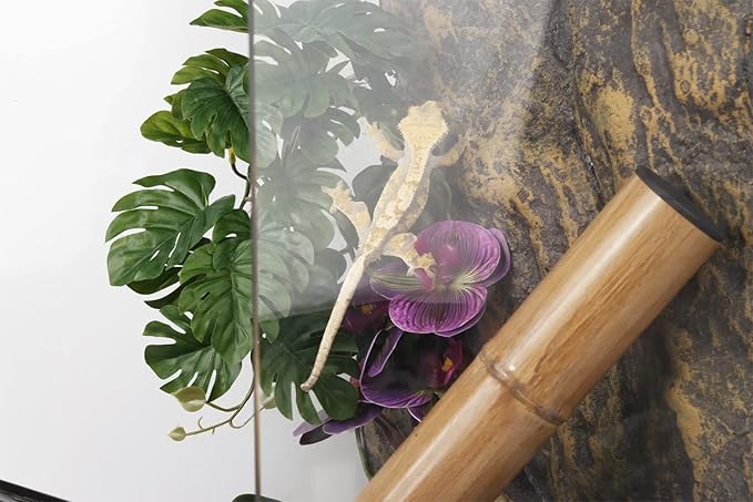 Fake Orchids Artificial Flowers, Reptile Terrarium Decor Plants, Bearded Dragon Tank Accessories fit Crested Gecko Leopard Lizard Chameleon Ball Python Snake Frog (Radiant)