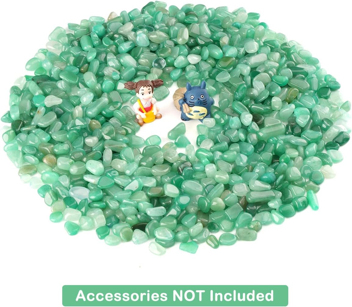 WAYBER Decorative Rock Stones, 2 Lbs/920g Irregular Green Crystal Pebbles Quartz Gravel for Aquarium Turtle Tank Decoration/Succulent Plant Landscape/Flowerpot Vase Ornament