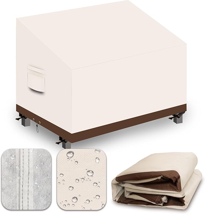 Heavy Duty Patio Sofa Covers Waterproof, Outdoor 3-Seater Couch Cover Waterproof, 600D Outdoor 2-Seater Loveseat Furniture Covers with Air Vent Handle 54''W x 38''D x 24''H/ 35''H Beige Brown