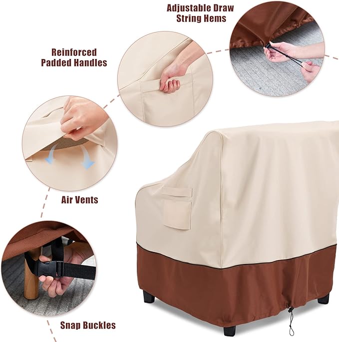 COSFLY Outdoor Furniture Cover for Patio Chairs Waterproof Clearance, Outside Furniture Lounge Deep Seat Cover, Fits up to 33W x 34D x31H inches(2 Pack)