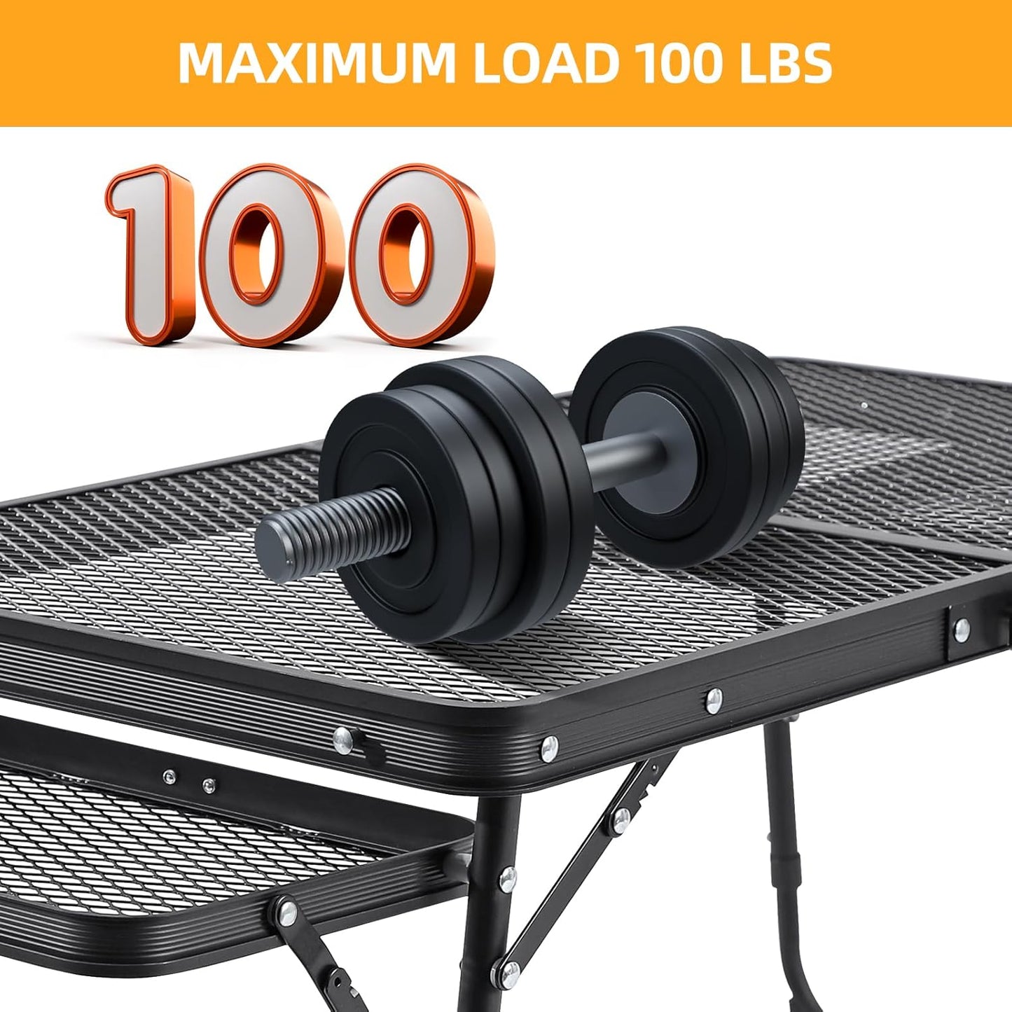 Camping Table Grill Table with Table Extension Board Adjustable Height Folding Tables Mesh Top Portable Grill for Outdoor Indoor Beach BBQ Picnic Travel RV Black