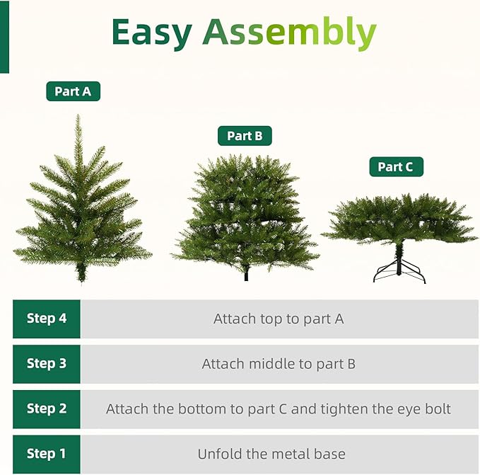 6.5ft Pre-Lit Slim Christmas Tree Douglas Fir with 162 PE& 478 PVC Branches, Hinged Sections & Metal Stand,300 Dual Color LED Lights with 10 Modes for Holiday Decoration