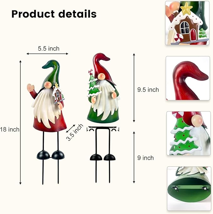 HONGLAND Outdoor Christmas Decorations Gnomes Decorative Garden Stakes, Unique Thanksgiving Gifts for Outside Garden Decor Yard Lawn Porch Party-18 Inch