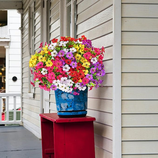 14 Bundles Fake Mums Fake Plants Artificial Mums for Outdoors Artificial Flowers for Yard Porch Home Garden Fall Indoor Outdoor Decor(Mixed)