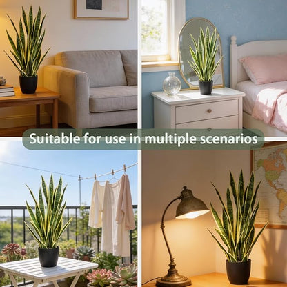 Artificial Snake Plant, 27" Fake Sansevieria with Basket, Faux Plants for Indoor Home Office Store Decoration, Perfect Faux Mother in Law Plants